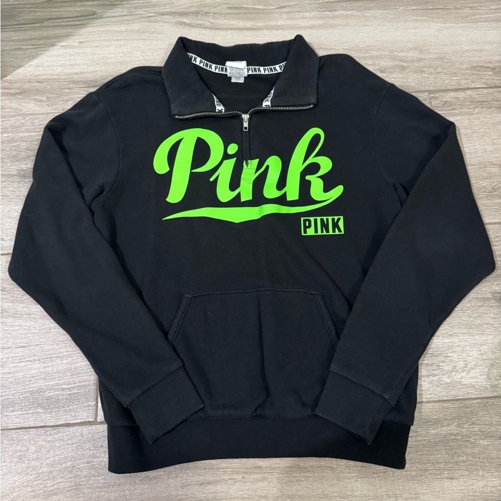Pink Victoria Secret Black Quarter Zip